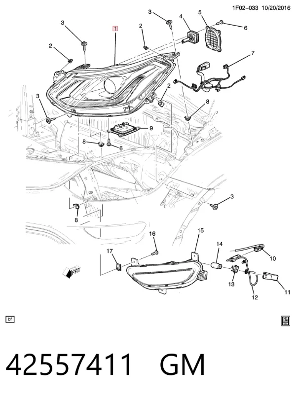Правая фара 42557411 General Motors