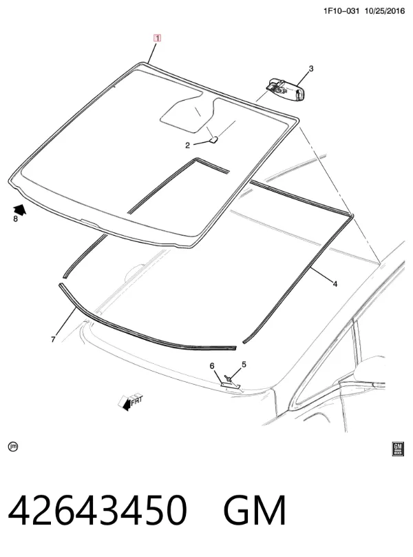Лобовое стекло 42643450 General Motors