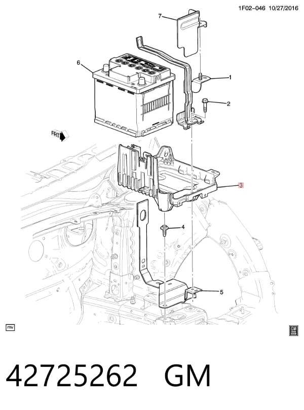 Подставка аккумулятора 42725262 General Motors