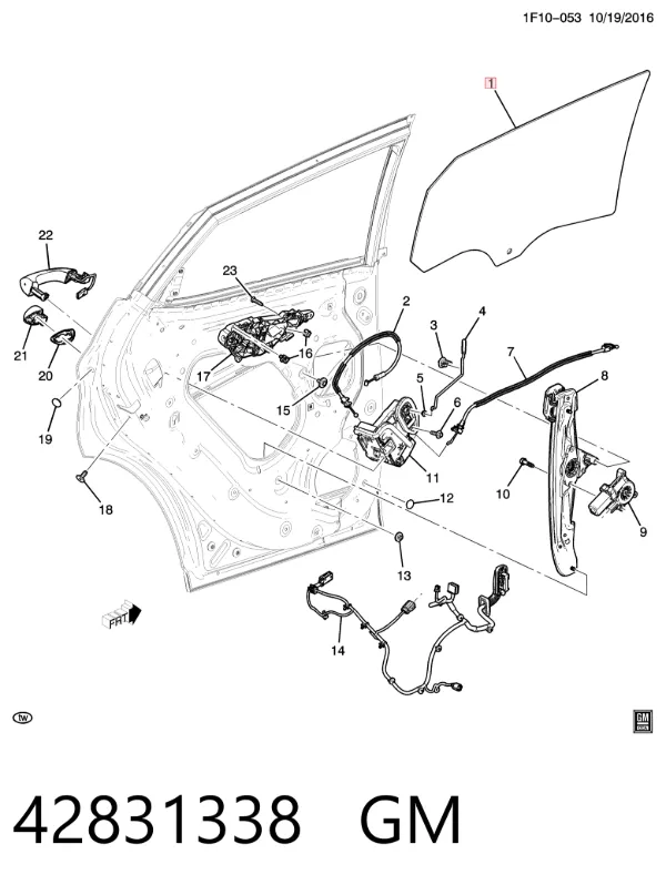 Стекло двери задней правой 42831338 General Motors