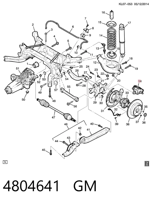 Суппорт задний правый 4804641 General Motors