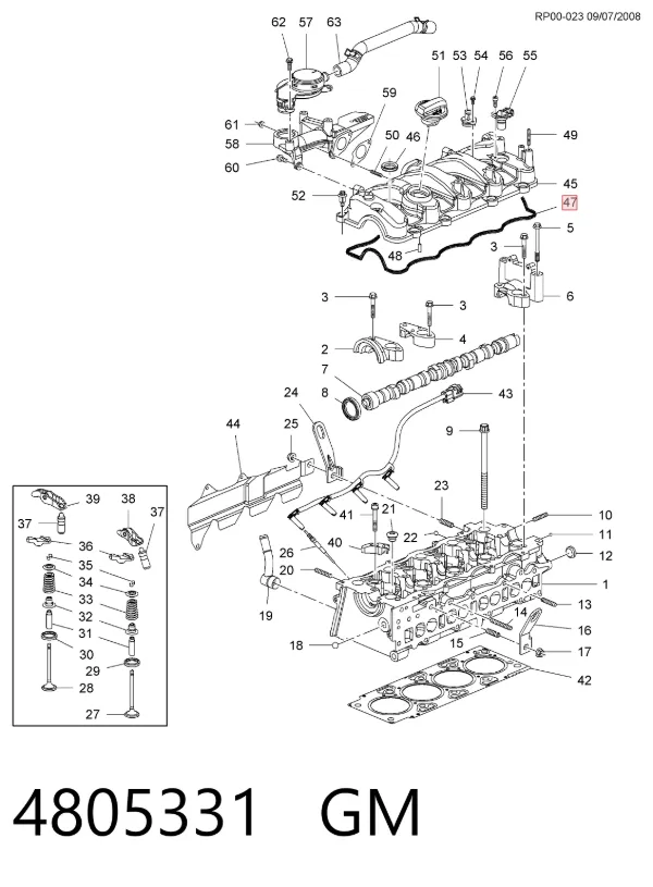 Прокладка клапанной крышки 4805331 General Motors