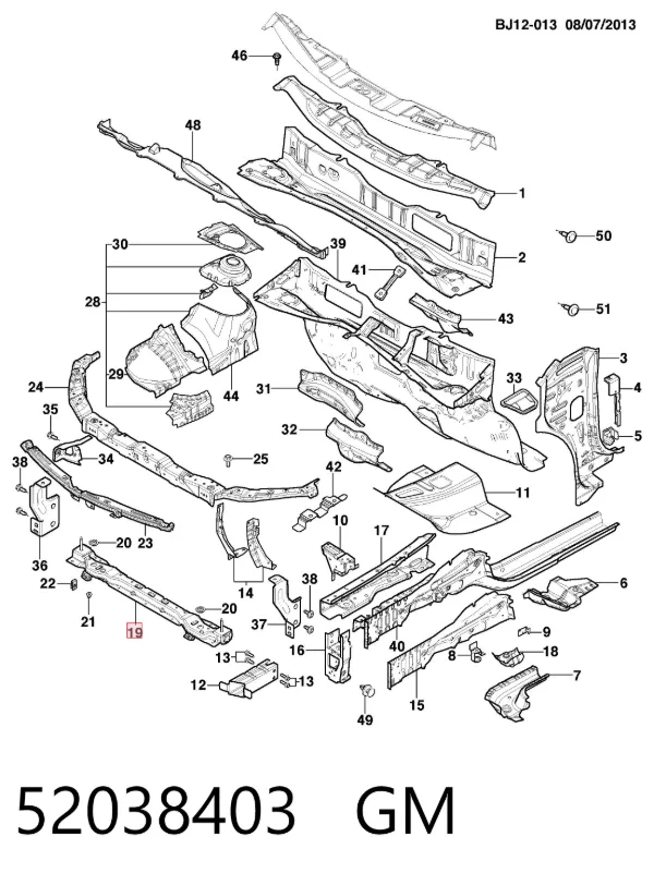 Суппорт радиатора нижний 52038403 General Motors