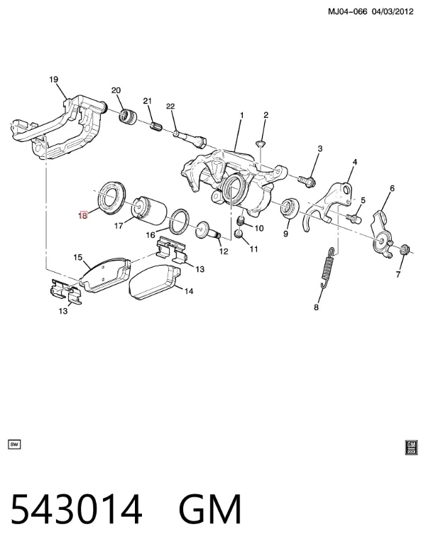Ремкомплект суппорта 543014 General Motors