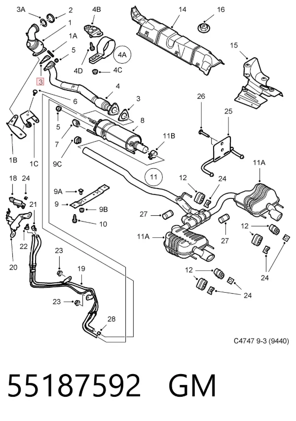 Прокладка глушителя 55187592 General Motors