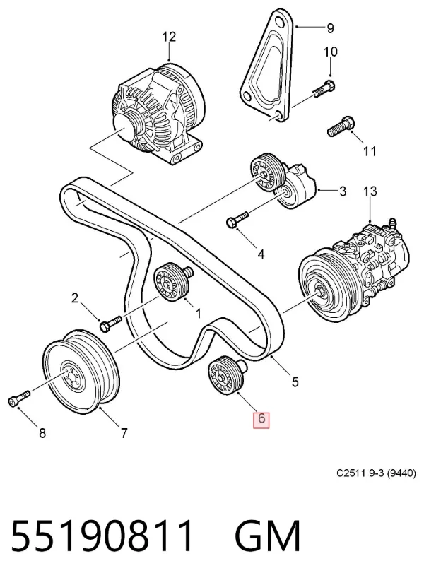 Паразитный ролик 55190811 General Motors