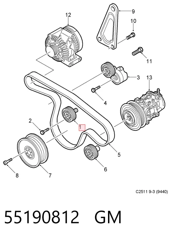 Паразитный ролик 55190812 General Motors