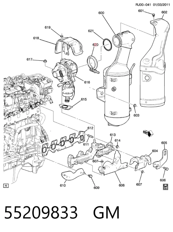 Хомут глушителя передний 55209833 General Motors