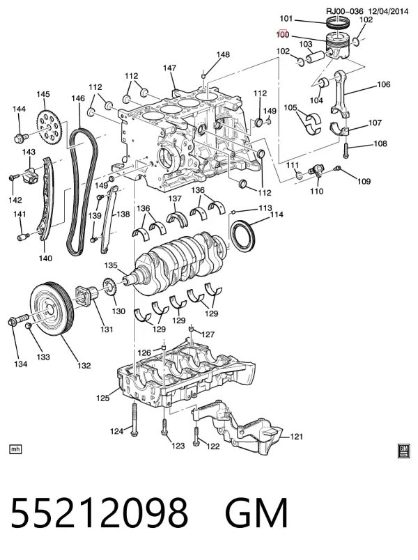 Поршень на 1 цилиндр 55212098 General Motors