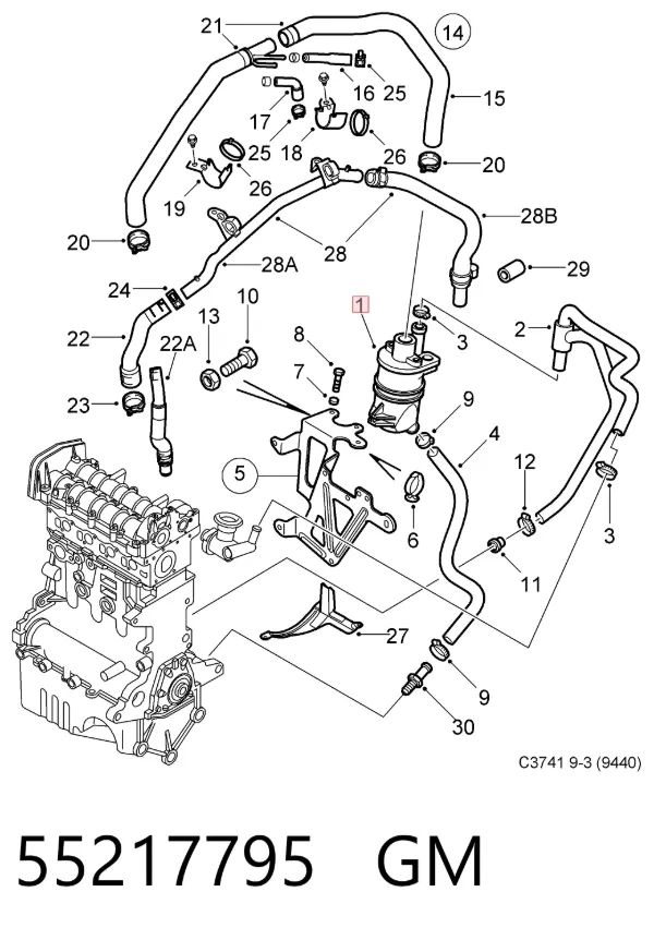 Маслоотделитель картерных газов 656722 Opel