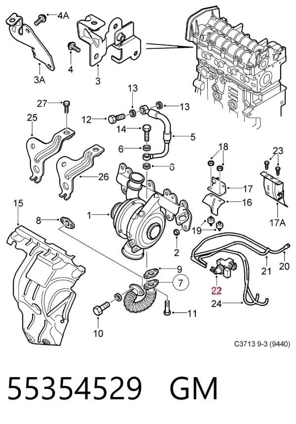 Клапан преобразователь давления наддува (соленоид) 55354529 General Motors