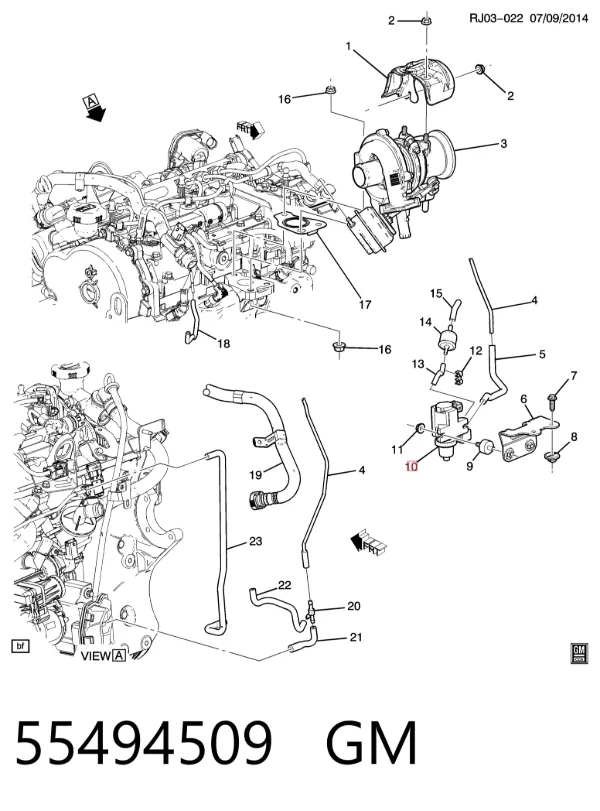Перепускной клапан (байпас) наддувочного воздуха 55494509 General Motors