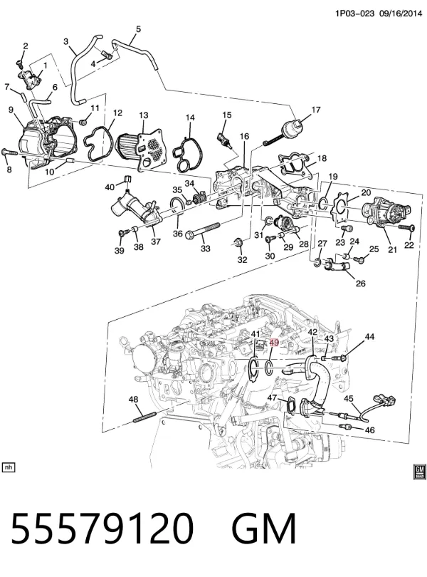 Кольцо уплотнительное патрубка EGR 851053 General Motors