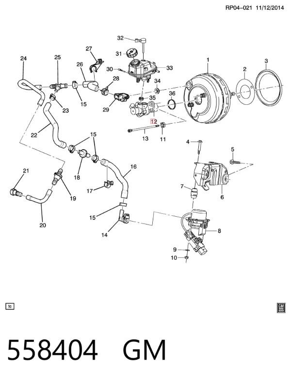 Главный тормозной цилиндр 558404 General Motors