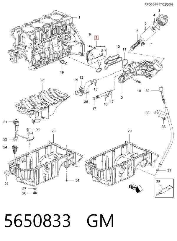 Масляный радиатор 5650833 General Motors