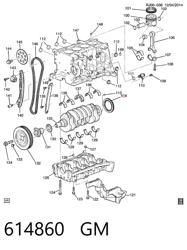 Сальник коленвала задний 614860 General Motors