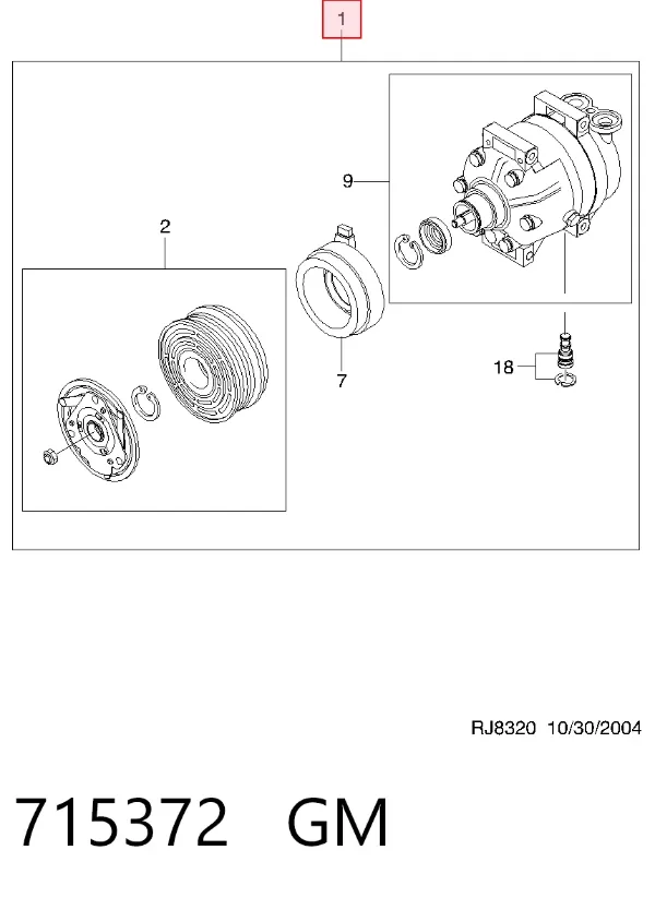 Компрессор кондиционера 715372 General Motors