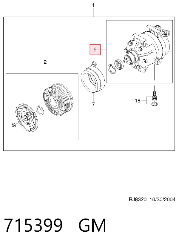 Компрессор кондиционера 715399 General Motors