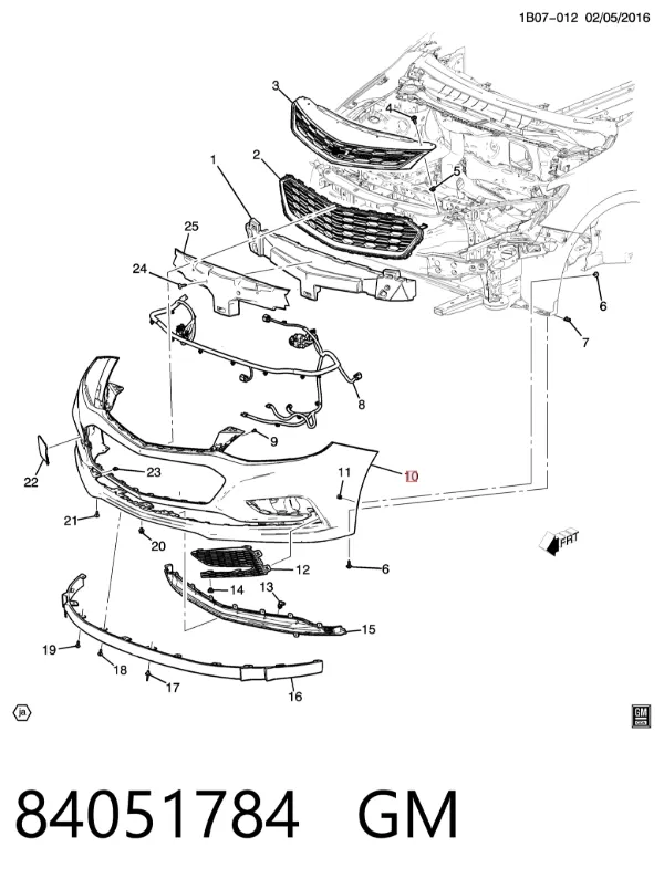 Передний бампер 84051784 General Motors
