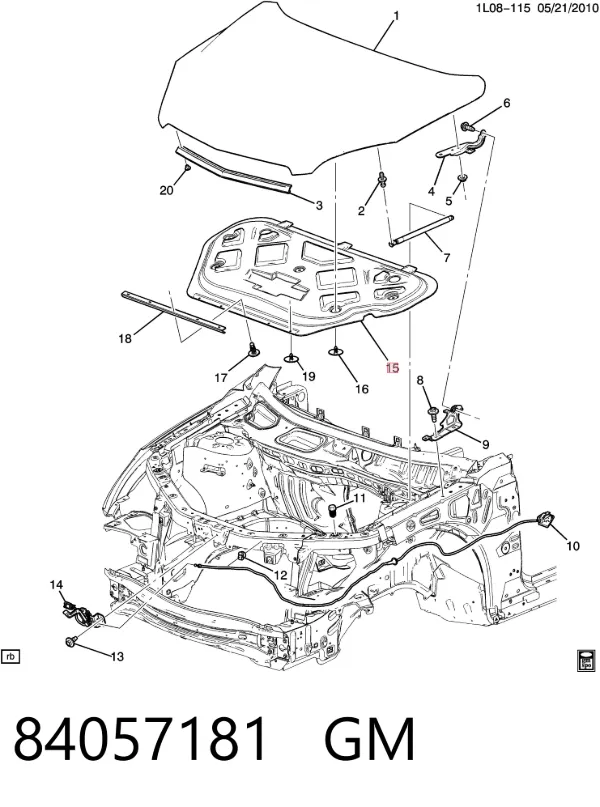 Шумоизоляция капота 84057181 General Motors