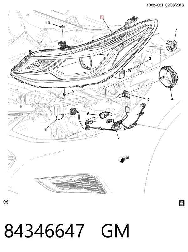 Левая фара 84346647 General Motors