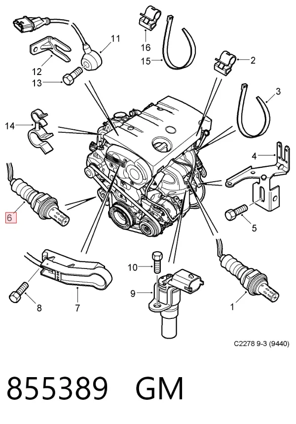 Датчик кислорода после катализатора 855389 General Motors