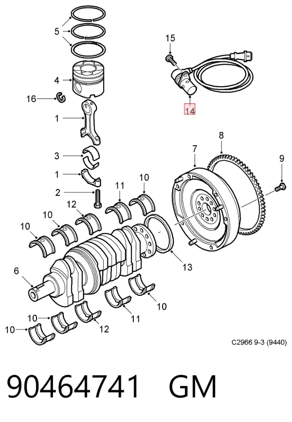 Датчик коленвала 90464741 General Motors