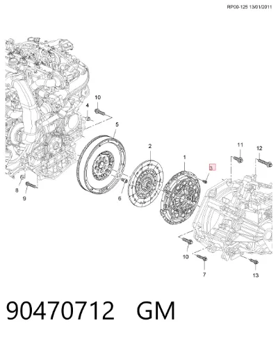 Болт крепления корзины сцепления GM 90470712
