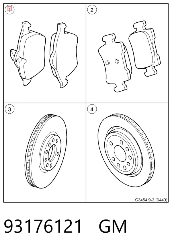 Передние тормозные колодки 93176121 General Motors