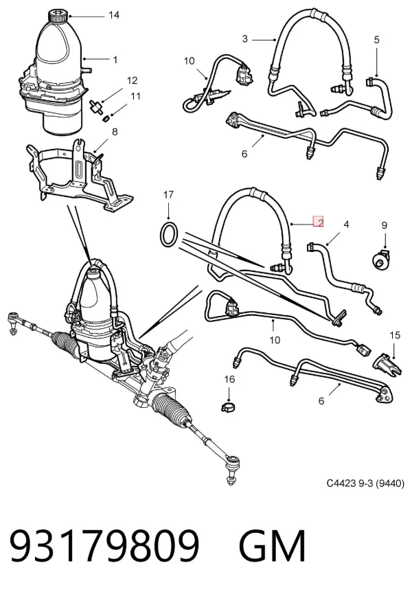 Шланг ГУР низкого давления, от бачка к насосу 93179809 General Motors