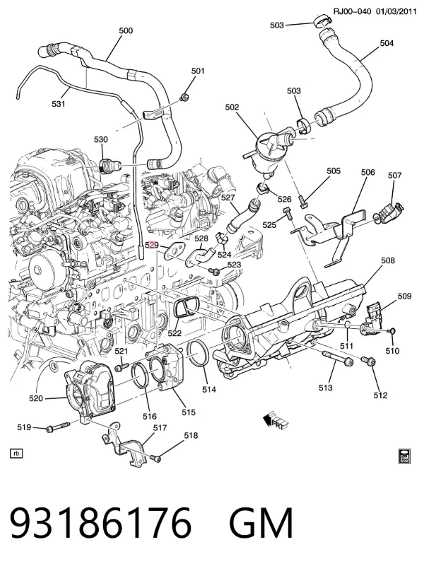 Прокладка клапана вентиляции картера 93186176 General Motors
