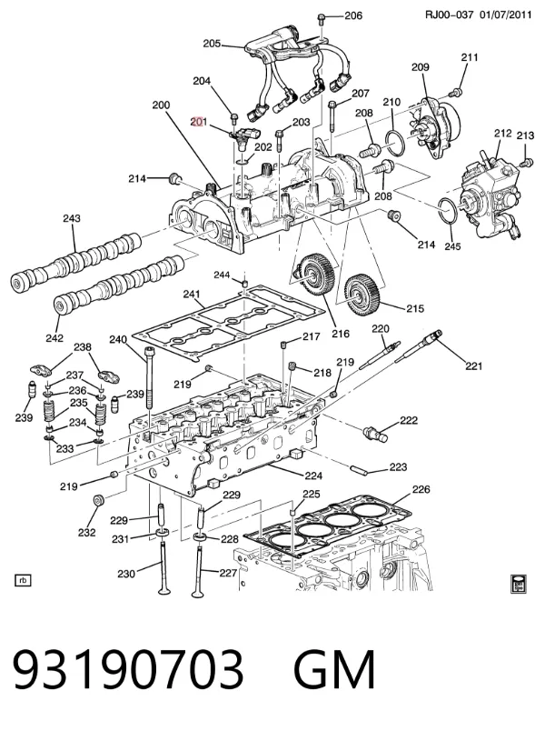 Датчик распредвала 93190703 General Motors