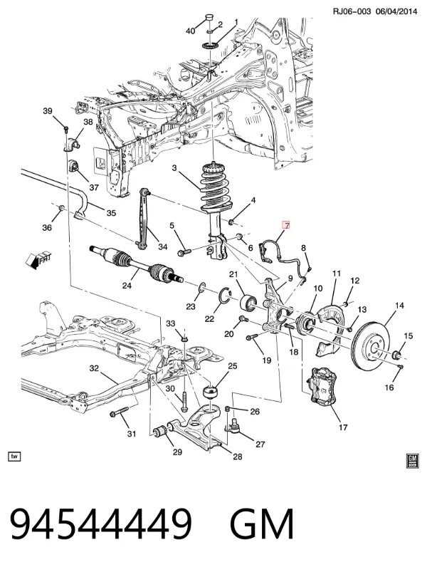 Датчик АБС (ABS) передний левый 94544449 General Motors