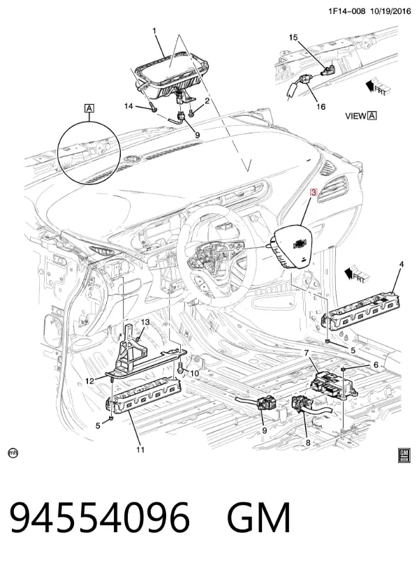 Подушка безопасности водителя 94554096 General Motors