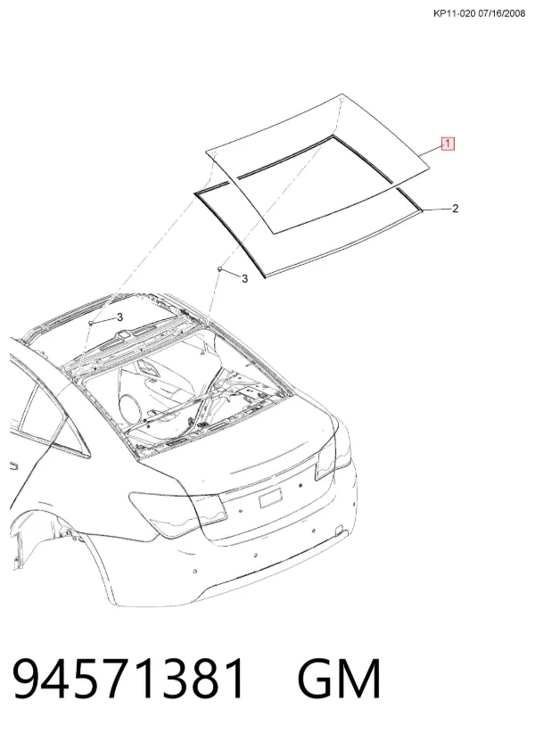 Заднее стекло Chevrolet Cruze J300