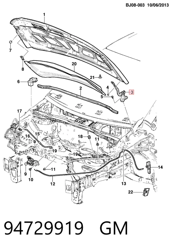 Петля капота правая 94729919 General Motors