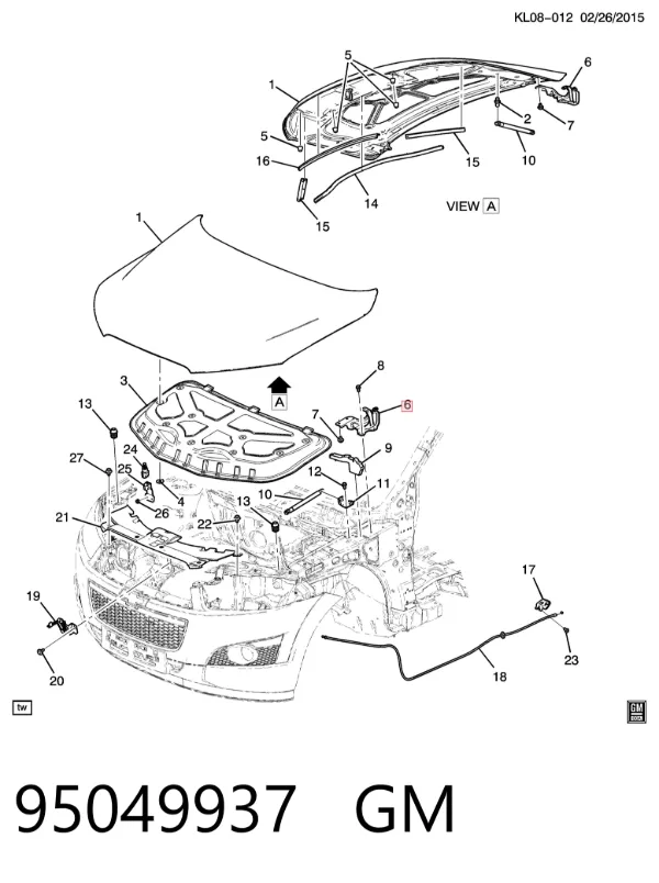 Петля капота правая 95049937 General Motors