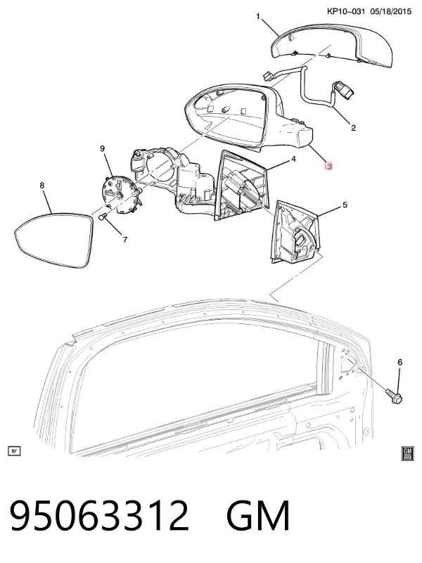 Левое боковое зеркало 95063312 General Motors