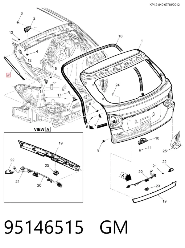 Амортизатор багажника 95146515 General Motors