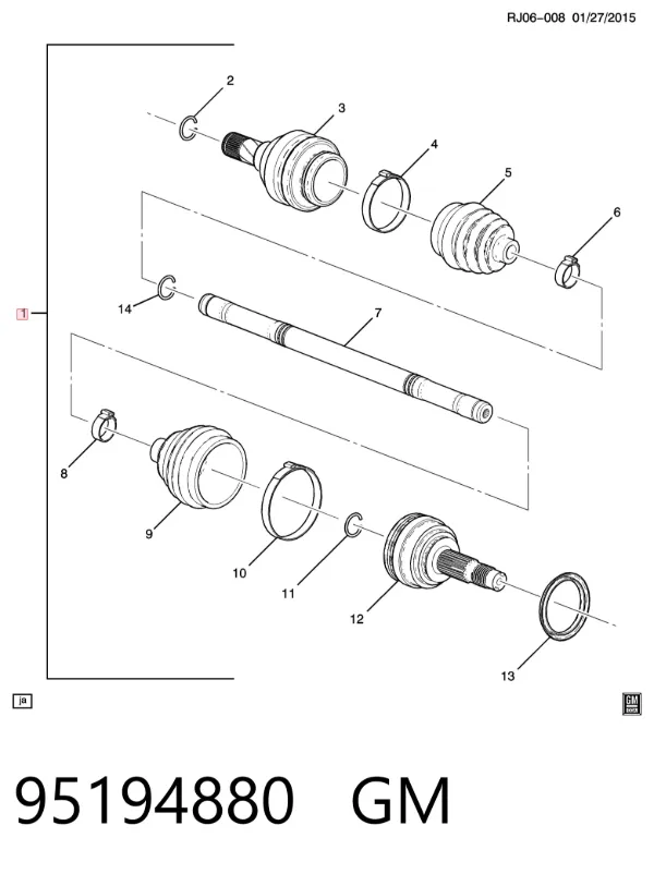 Левая полуось 95194880 General Motors