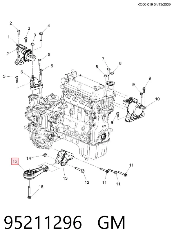 Левая подушка двигателя Chevrolet Spark (Matiz) M300