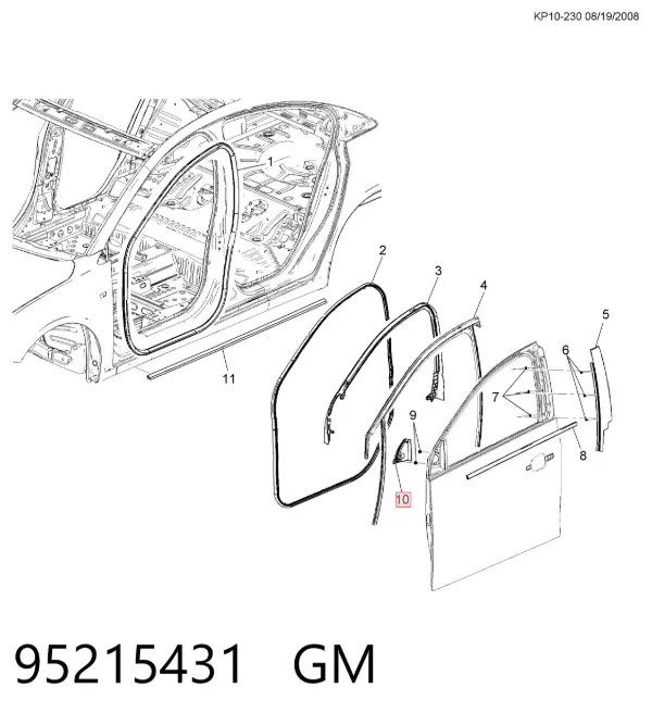 Накладка (крышка) зеркала заднего вида правая 95215431 General Motors