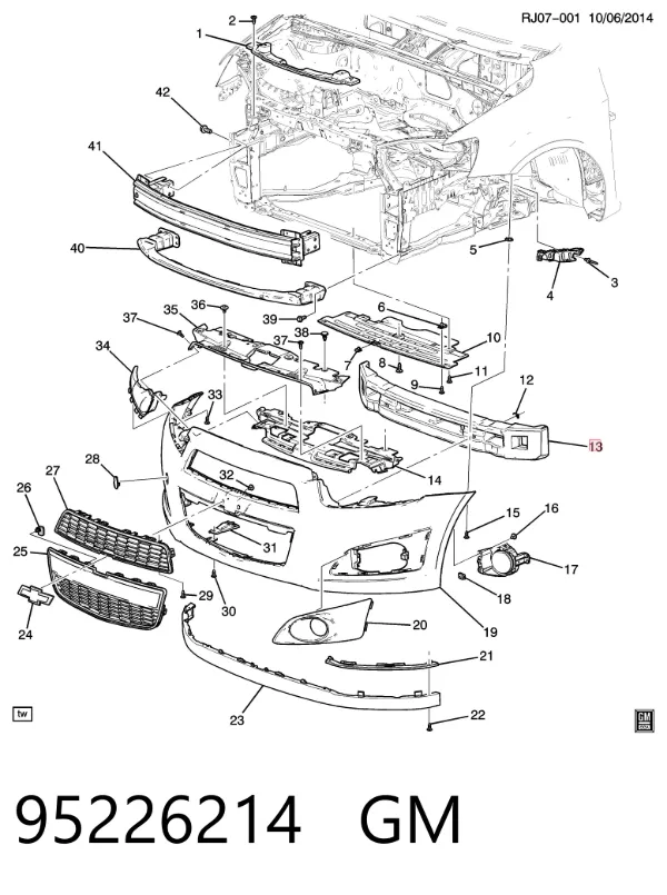 Абсорбер переднего бампера 95226214 General Motors