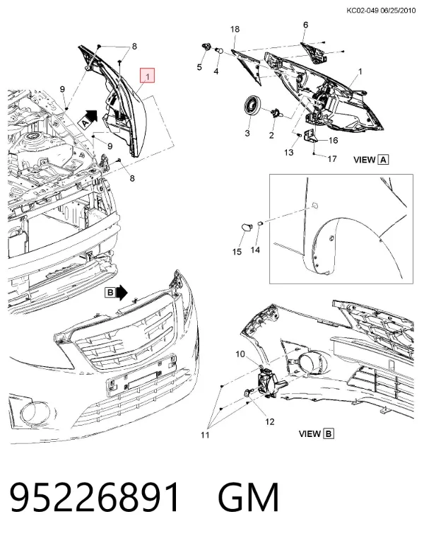 Левая фара 95226891 Opel