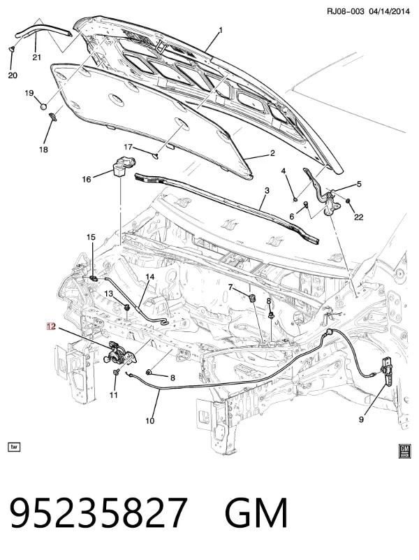 Замок капота Chevrolet Aveo III