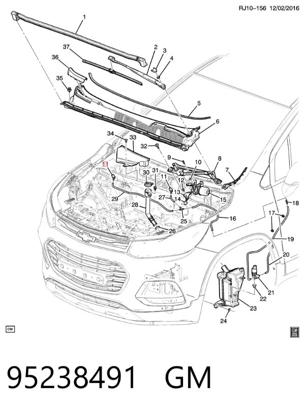 Форсунка омывателя 95238491 General Motors