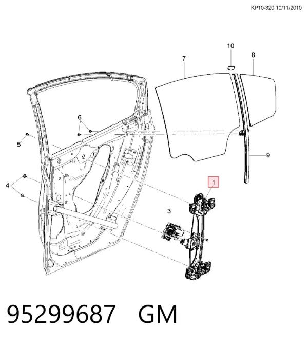 Механизм стеклоподъемника двери задней левой 95299687 General Motors