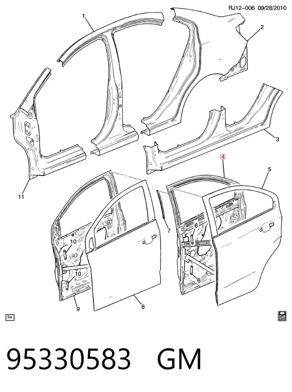 Дверь задняя правая 95330583 General Motors