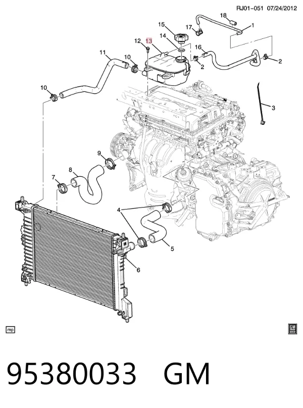 Бачок системы охлаждения 95380033 General Motors