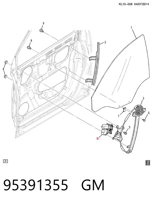 Механизм стеклоподъемника двери задней левой 95391355 General Motors